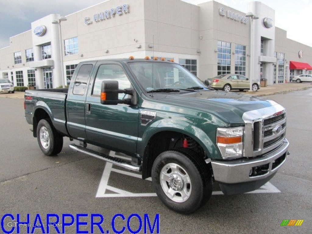 2009 F250 Super Duty XLT SuperCab 4x4 - Forest Green Metallic / Medium Stone photo #1