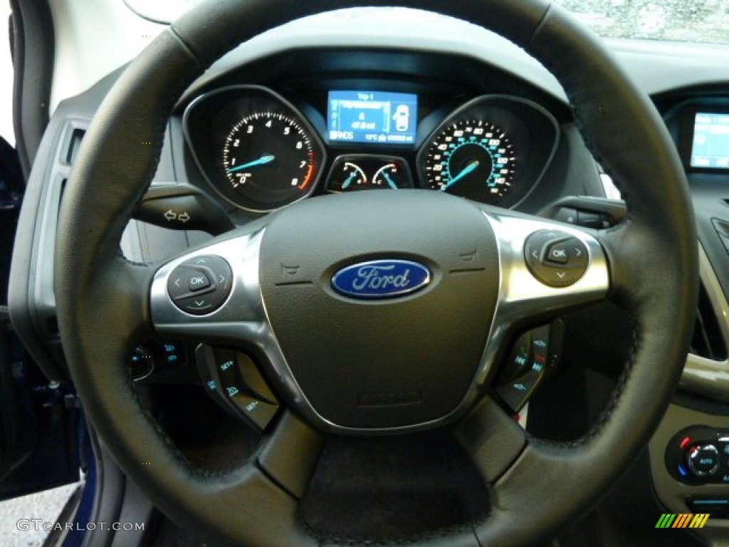 2012 Ford Focus SEL Sedan Charcoal Black Steering Wheel Photo #55314309
