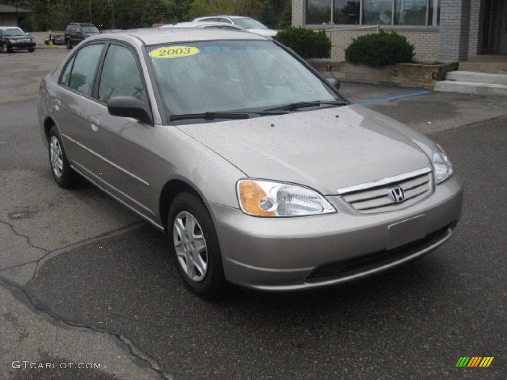 2003 Civic LX Sedan - Shoreline Mist Metallic / Ivory photo #1