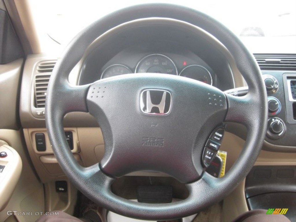 2003 Honda Civic LX Sedan Ivory Steering Wheel Photo #55316866