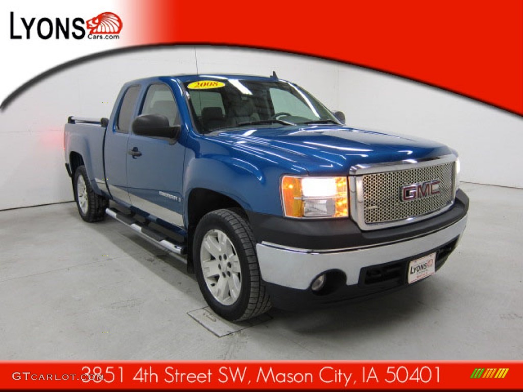 2008 Sierra 1500 SLE Extended Cab 4x4 - Midnight Blue Metallic / Light Titanium photo #2