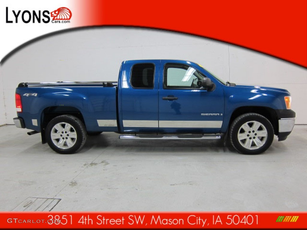 2008 Sierra 1500 SLE Extended Cab 4x4 - Midnight Blue Metallic / Light Titanium photo #17