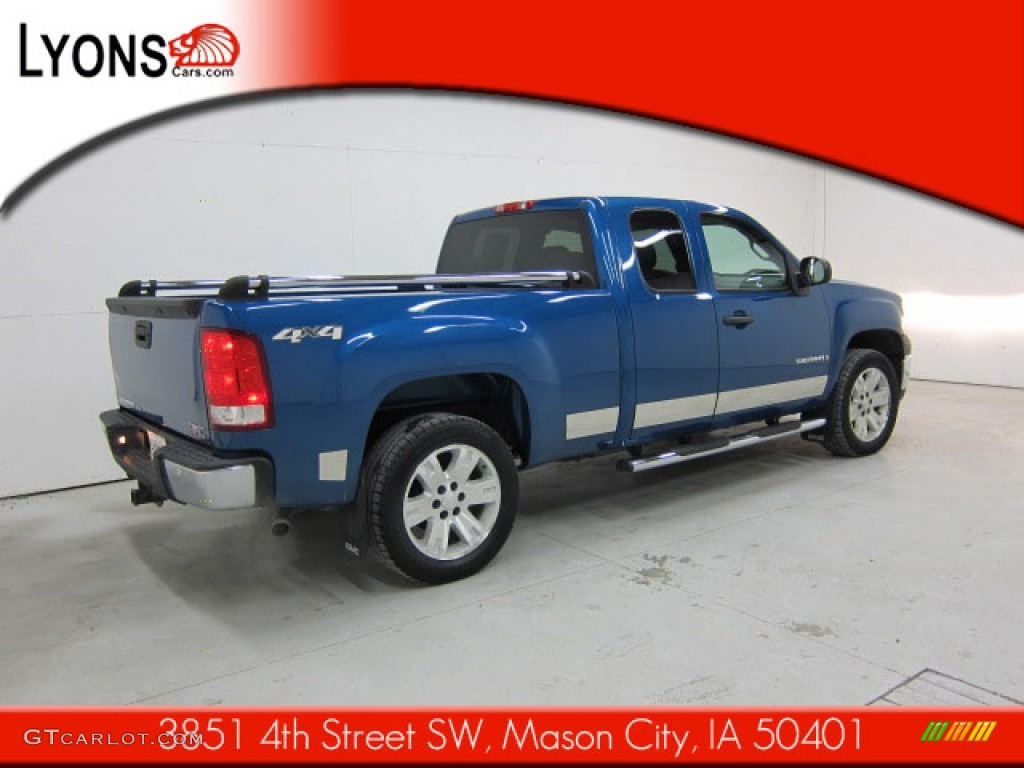 2008 Sierra 1500 SLE Extended Cab 4x4 - Midnight Blue Metallic / Light Titanium photo #18