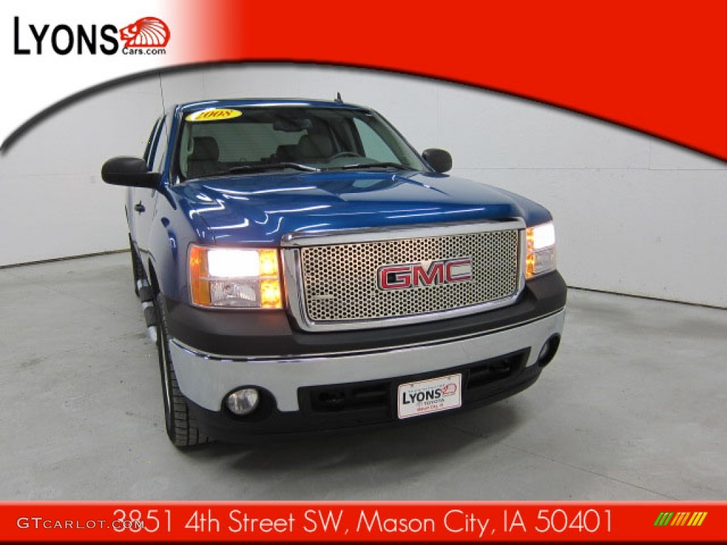 2008 Sierra 1500 SLE Extended Cab 4x4 - Midnight Blue Metallic / Light Titanium photo #19