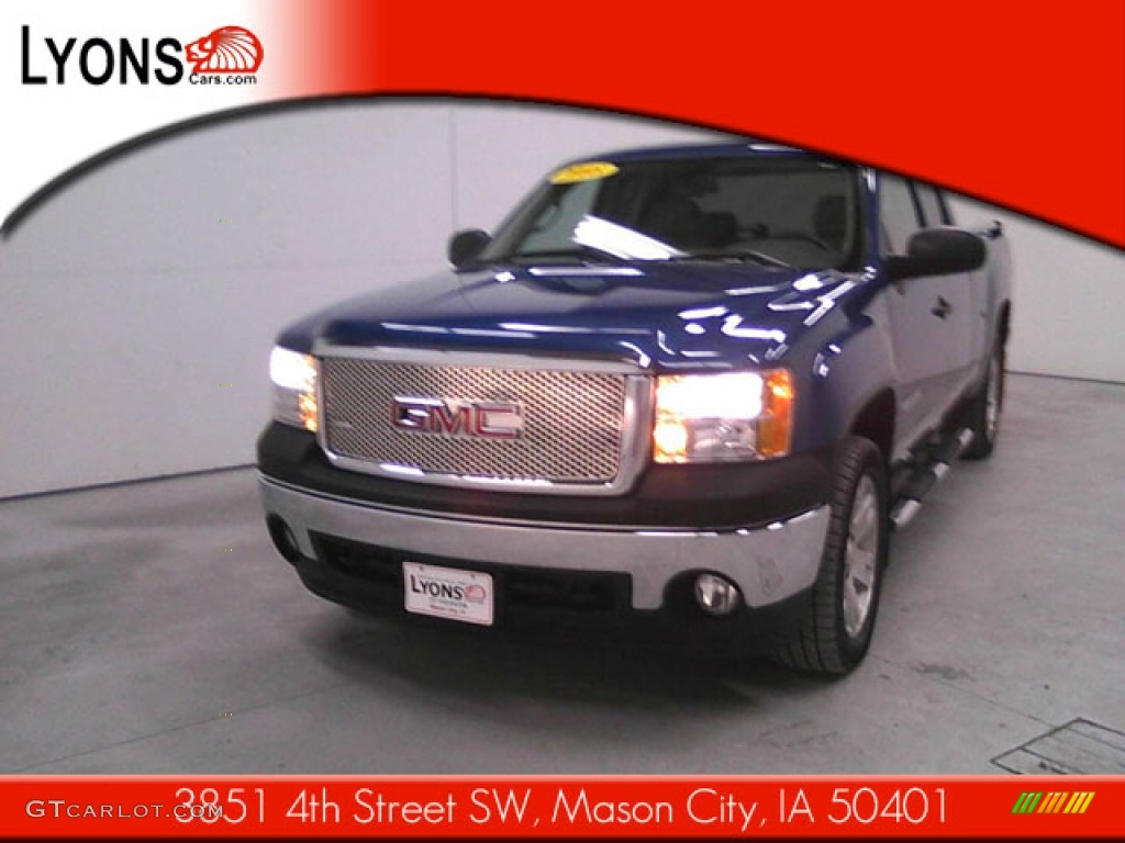 2008 Sierra 1500 SLE Extended Cab 4x4 - Midnight Blue Metallic / Light Titanium photo #24