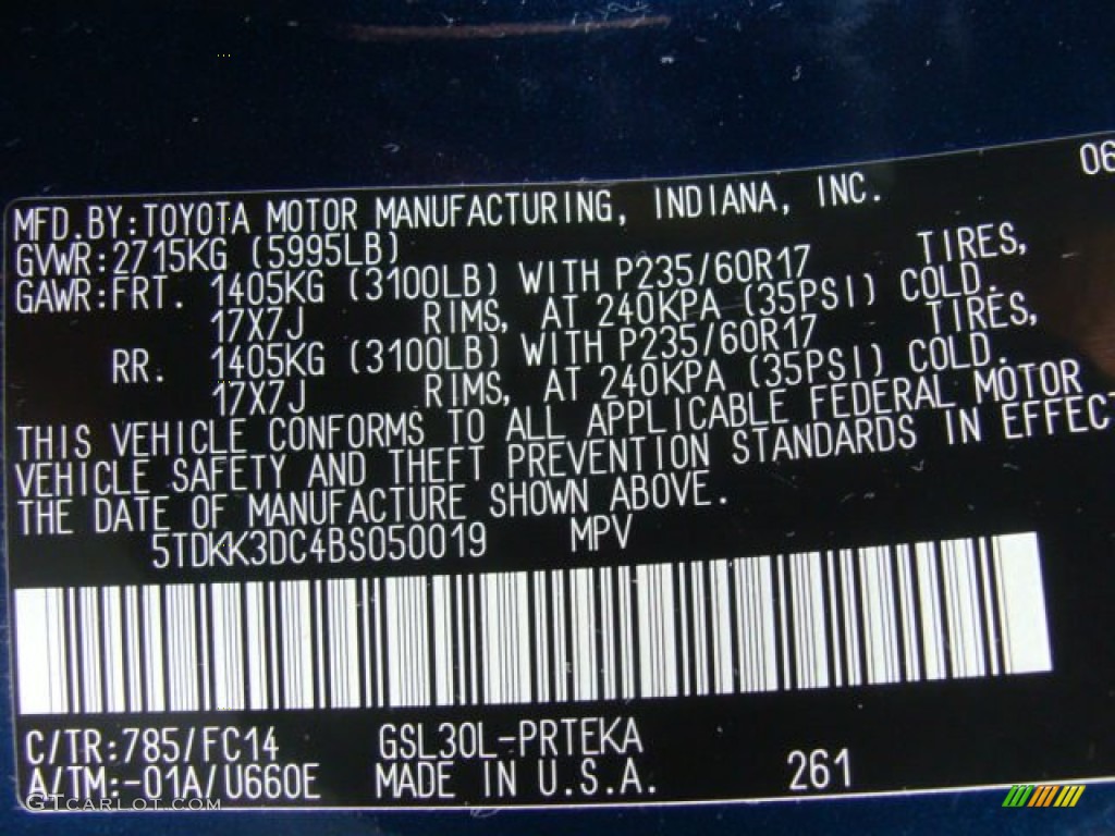 2011 Sienna LE - South Pacific Blue Pearl / Light Gray photo #15