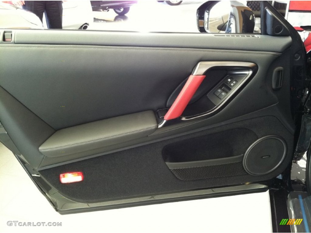 2012 Nissan GT-R Black Edition Black Edition Black/Red Door Panel Photo #55327261