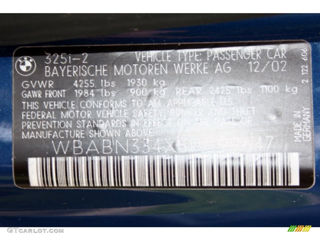 2003 3 Series 325i Coupe - Mystic Blue Metallic / Grey photo #88