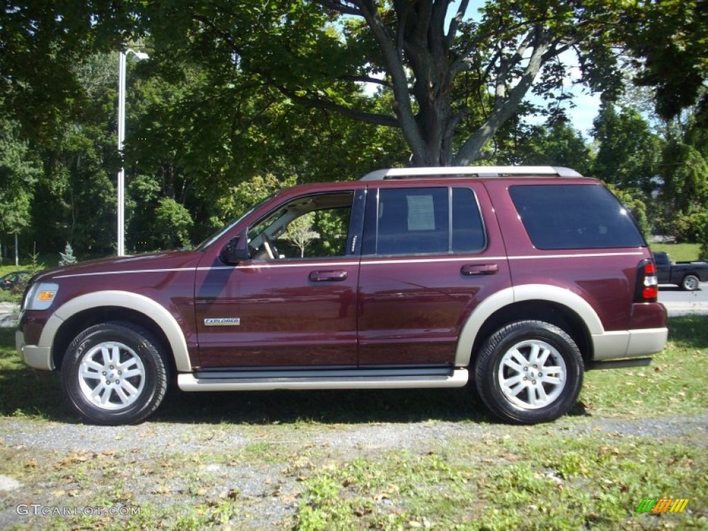 2007 Explorer Eddie Bauer 4x4 - Dark Cherry Metallic / Camel photo #2