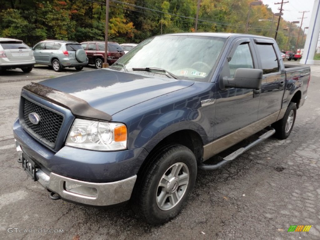 2005 F150 XLT SuperCrew 4x4 - Medium Wedgewood Blue Metallic / Tan photo #3