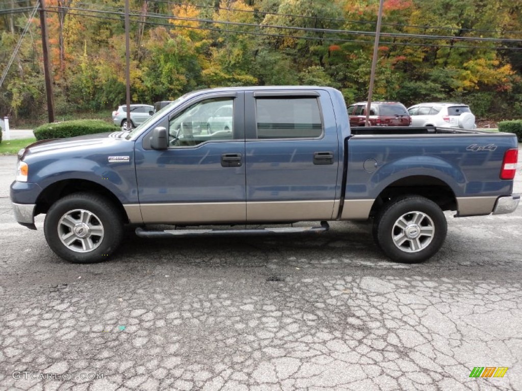 2005 F150 XLT SuperCrew 4x4 - Medium Wedgewood Blue Metallic / Tan photo #4