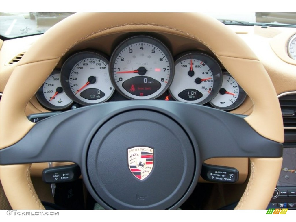 2012 Porsche 911 Carrera S Cabriolet Sand Beige Steering Wheel Photo #55342130