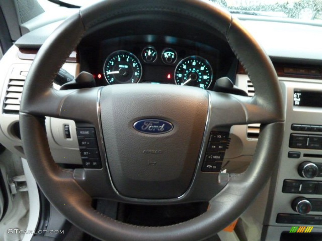 2010 Ford Flex SEL EcoBoost AWD Medium Light Stone Steering Wheel Photo #55346146