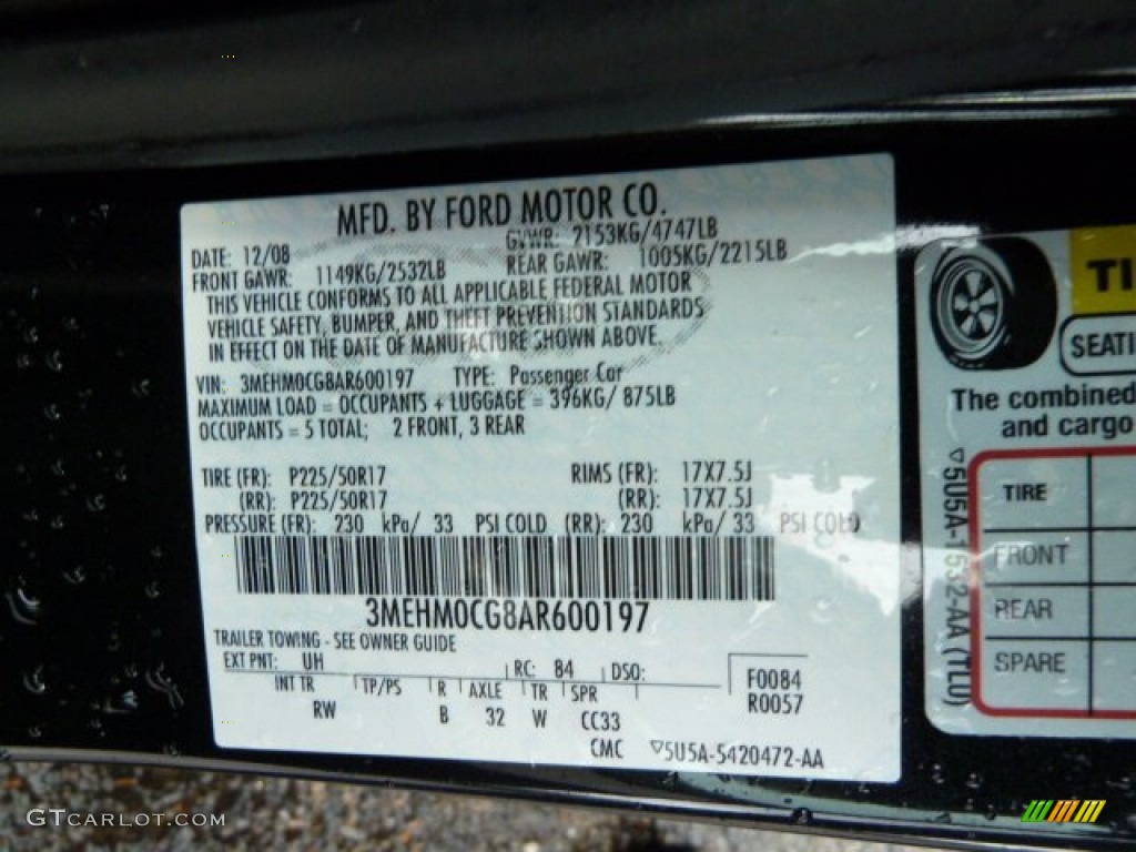2010 Milan Color Code UH for Tuxedo Black Metallic Photo #55347011