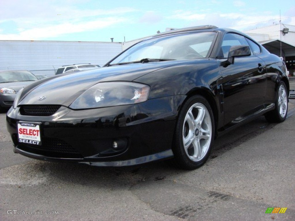 2006 Tiburon GT - Obsidian Black / Black/Red photo #1