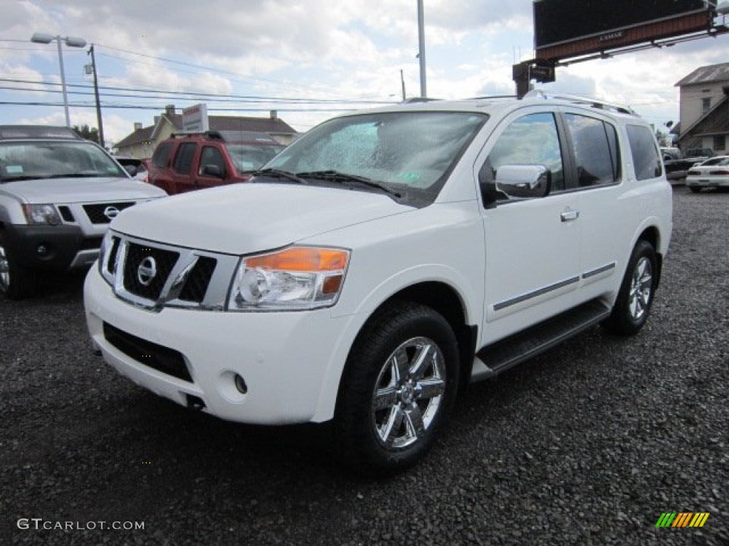 2012 Armada Platinum 4WD - Blizzard White / Almond photo #3