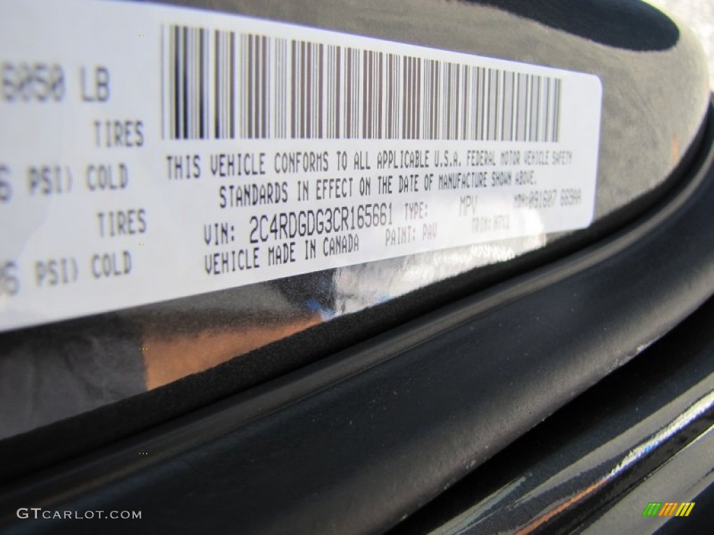 2012 Grand Caravan Color Code PAV for Dark Charcoal Pearl Photo #55362050