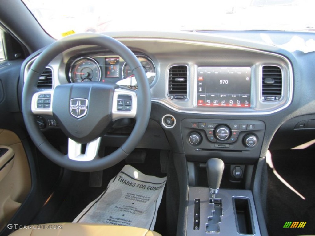 2012 Dodge Charger R/T Plus Tan/Black Dashboard Photo #55362806