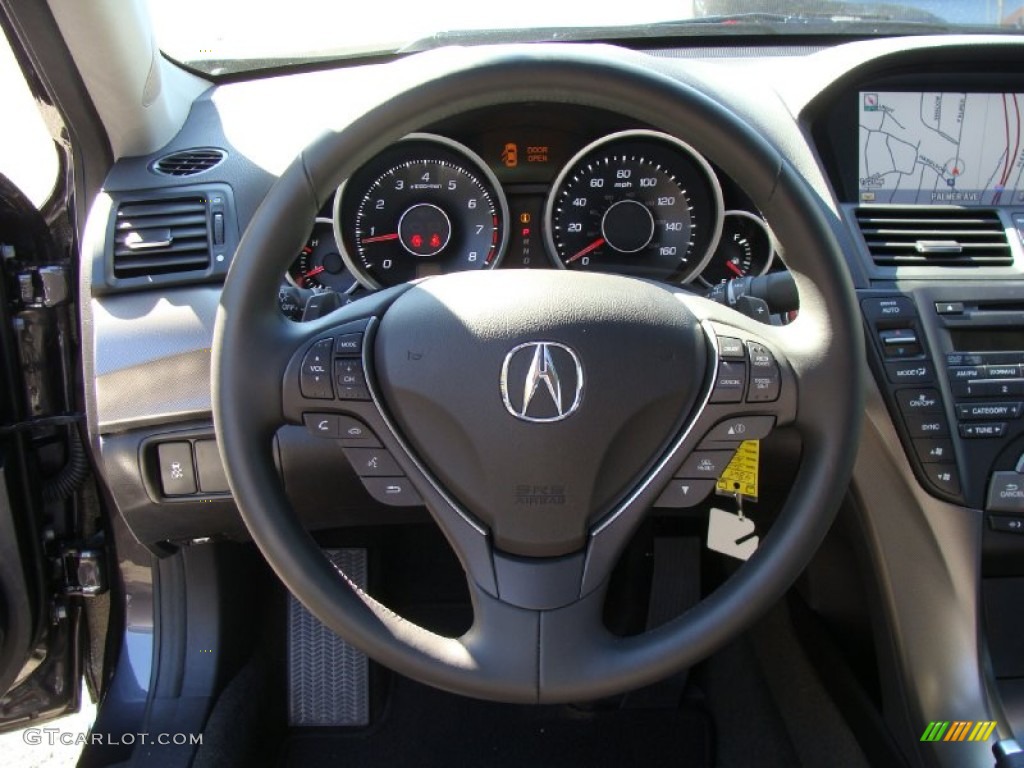 2012 Acura TL 3.5 Technology Ebony Steering Wheel Photo #55368829