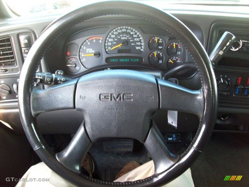2003 GMC Sierra 2500HD SLE Crew Cab 4x4 Dark Pewter Steering Wheel Photo #55371666