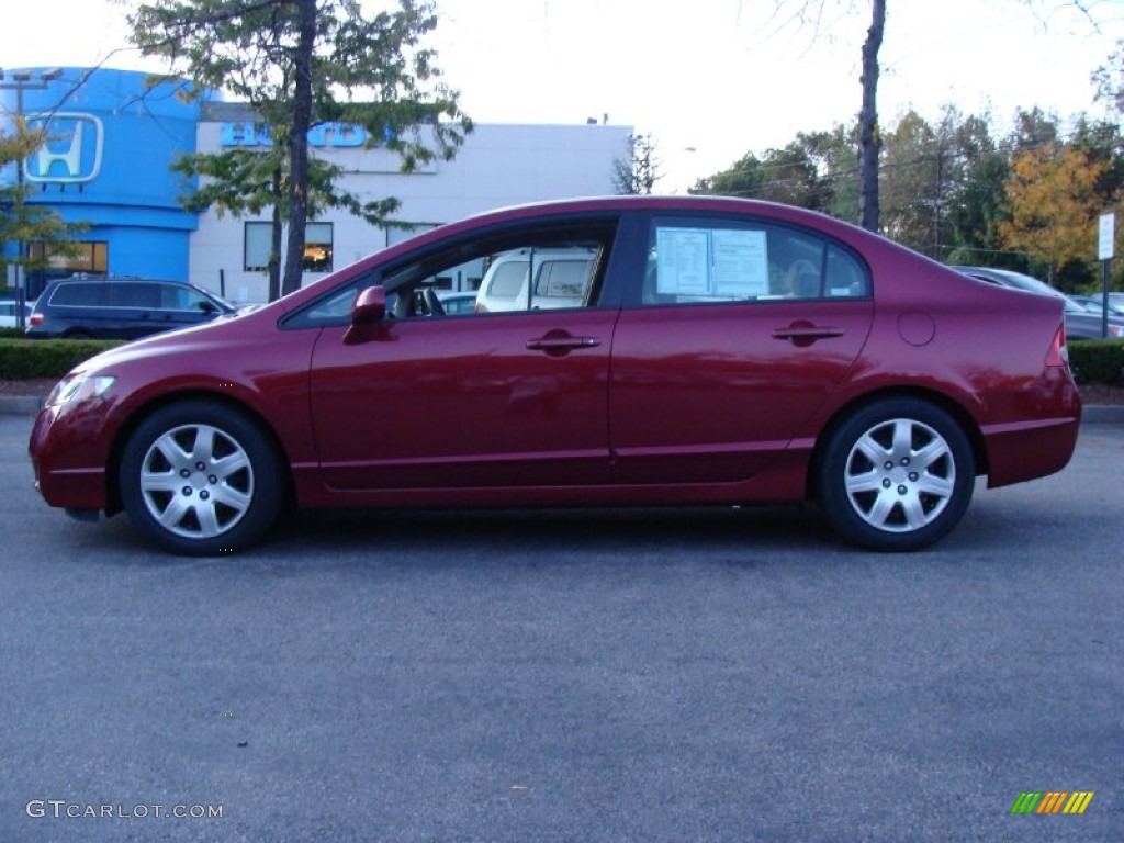 2009 Civic LX Sedan - Tango Red Pearl / Beige photo #1