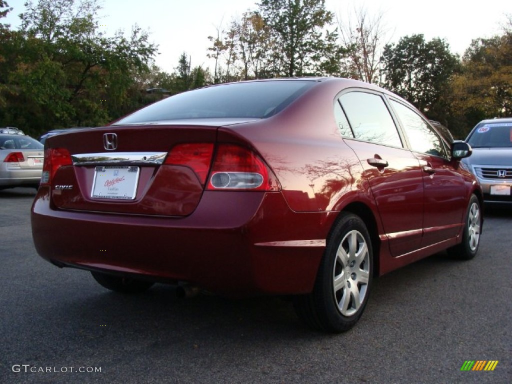 2009 Civic LX Sedan - Tango Red Pearl / Beige photo #8