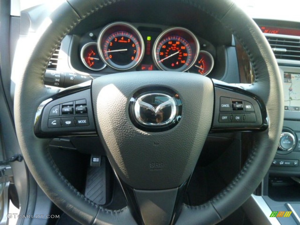 2012 Mazda CX-9 Grand Touring AWD Black Steering Wheel Photo #55378035