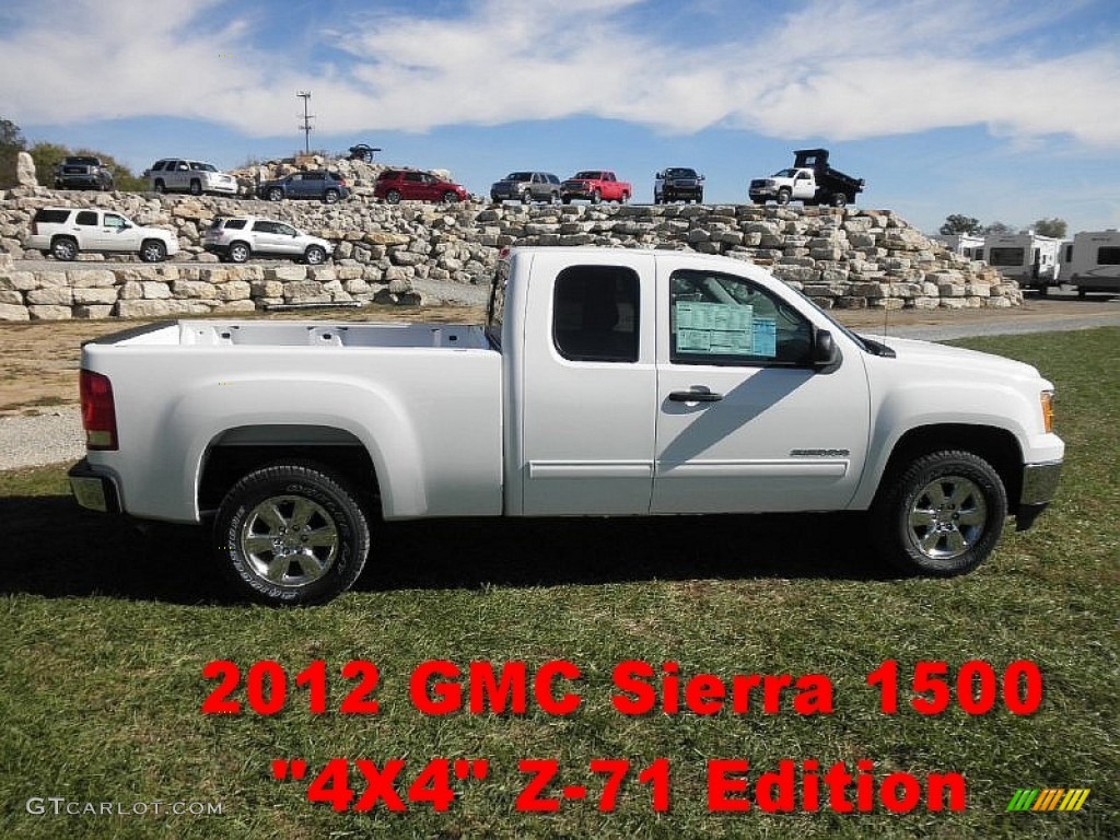 2012 Sierra 1500 SLE Extended Cab 4x4 - Summit White / Ebony photo #1