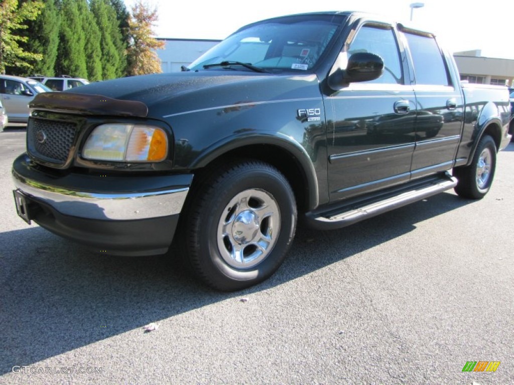 2002 F150 Lariat SuperCrew - Dark Highland Green Metallic / Medium Parchment photo #1