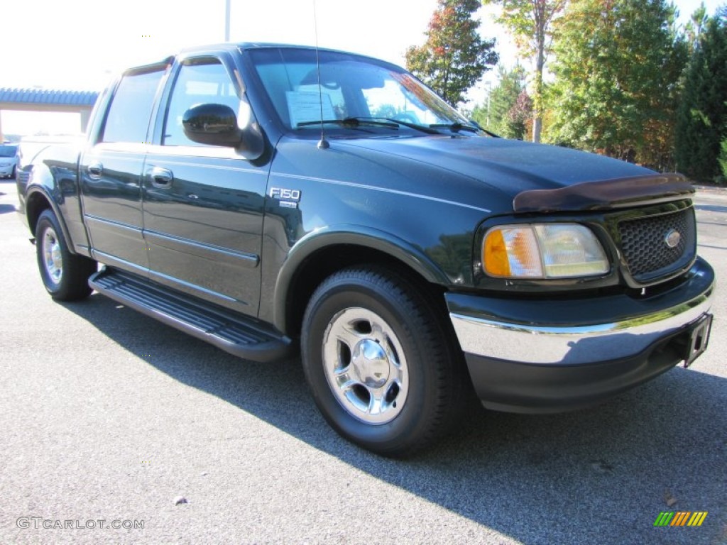 2002 F150 Lariat SuperCrew - Dark Highland Green Metallic / Medium Parchment photo #4