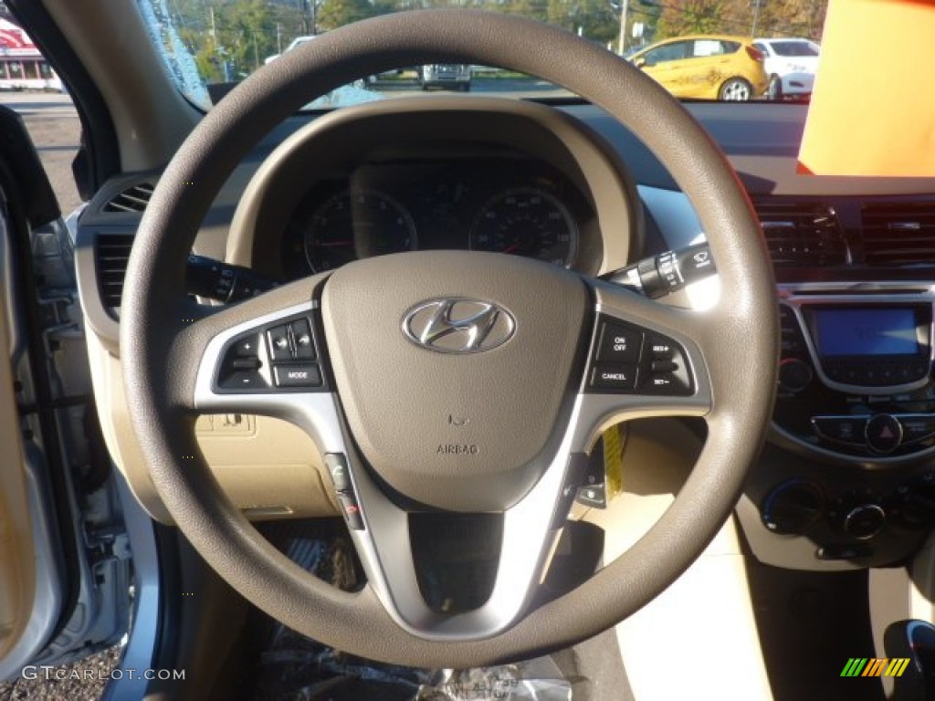 2012 Hyundai Accent GLS 4 Door Beige Steering Wheel Photo #55382466
