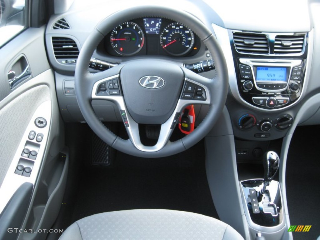 2012 Hyundai Accent SE 5 Door Gray Dashboard Photo #55383251