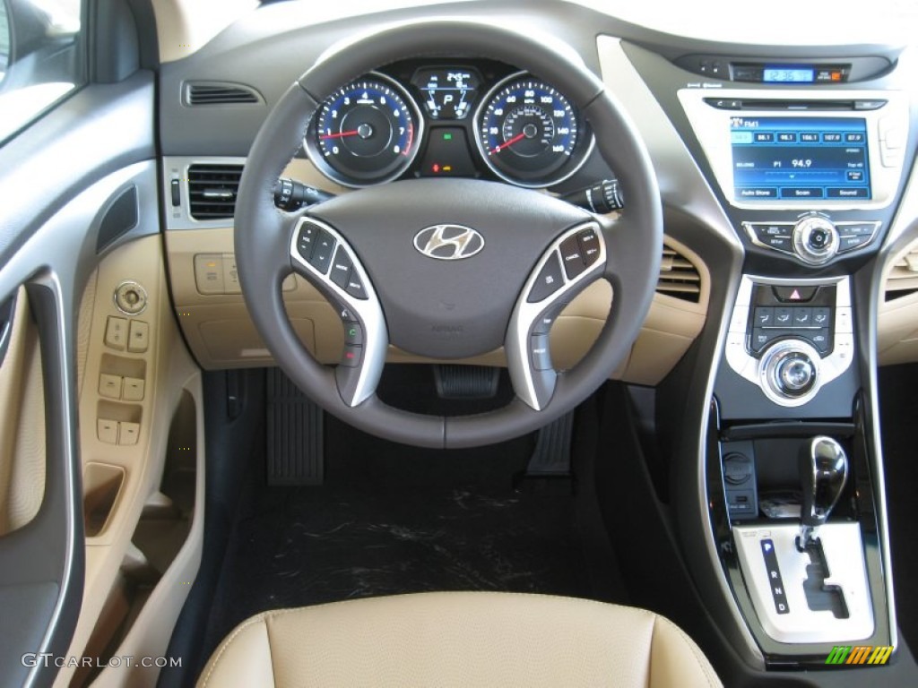 2012 Hyundai Elantra Limited Beige Dashboard Photo #55383507