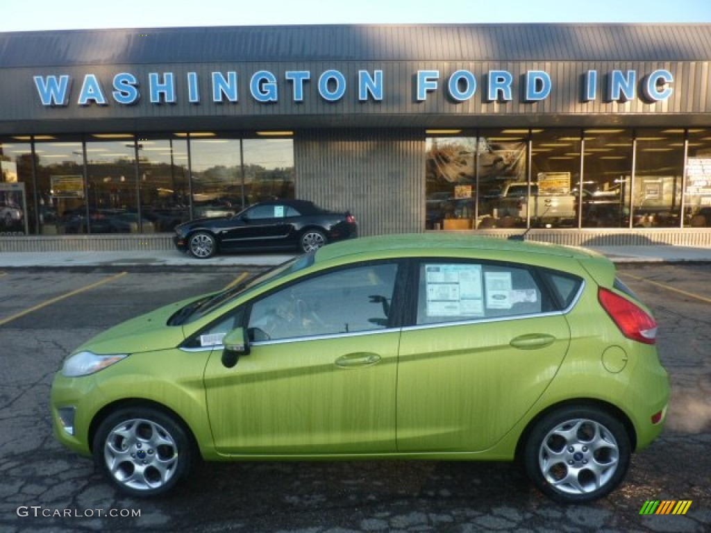 2012 Fiesta SES Hatchback - Lime Squeeze Metallic / Charcoal Black photo #1