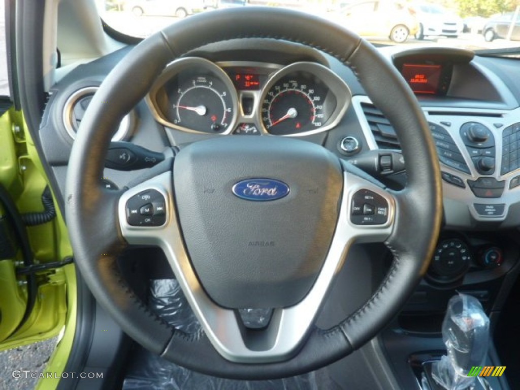 2012 Ford Fiesta SES Hatchback Charcoal Black Steering Wheel Photo #55384179