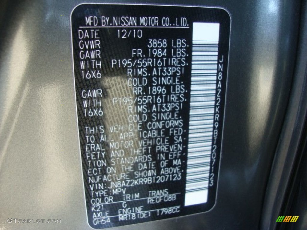 2011 Cube Color Code K21 for Steel Gray Pearl Metallic Photo #55387542