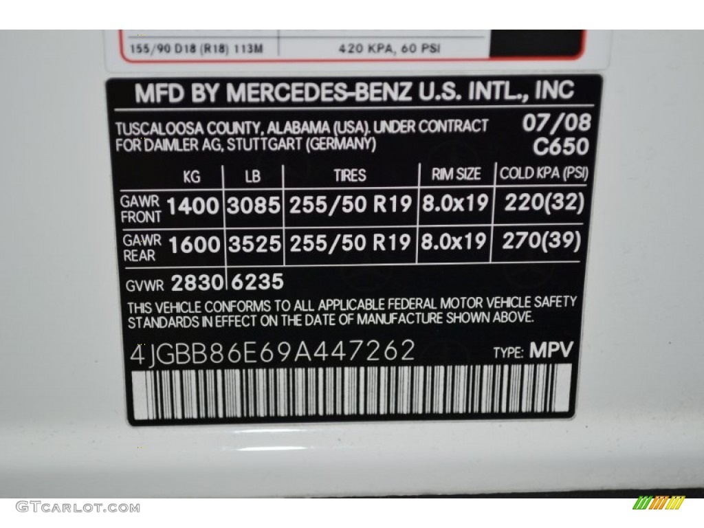 2009 ML Color Code 650 for Arctic White Photo #55391334