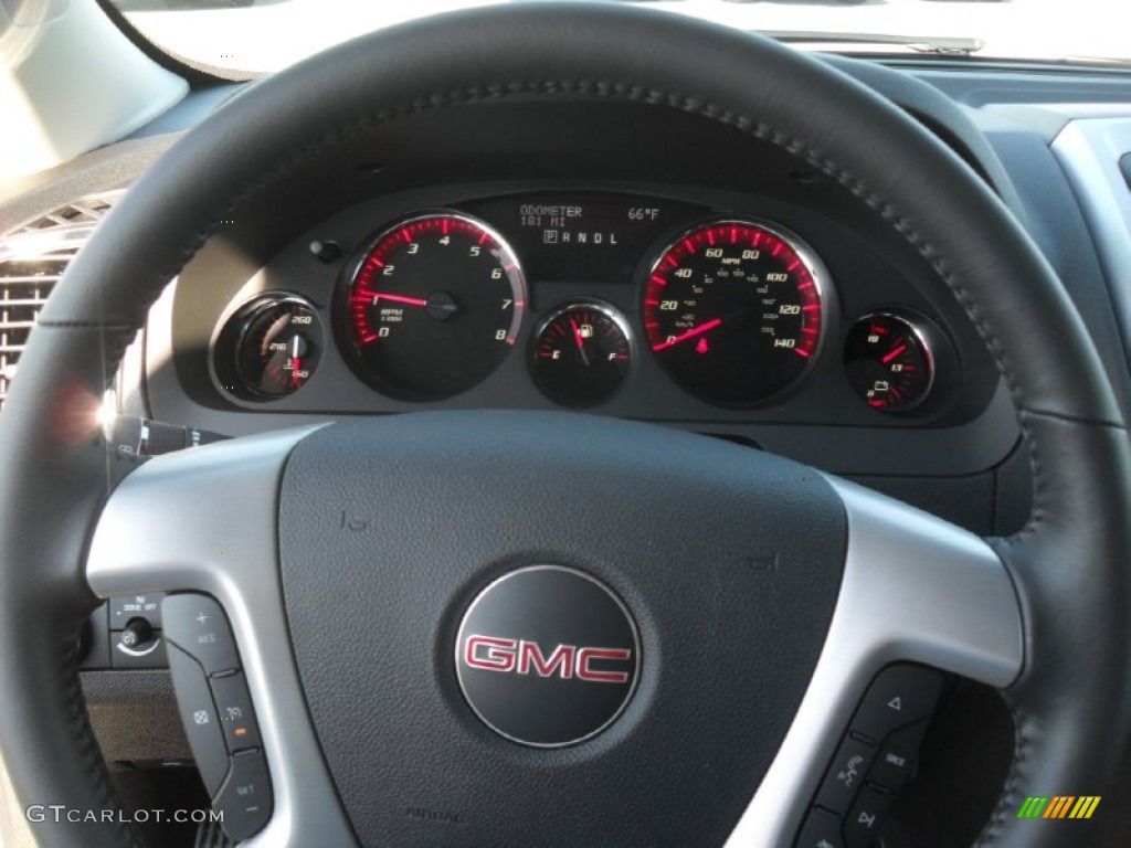 2012 GMC Acadia SLE Ebony Steering Wheel Photo #55392522
