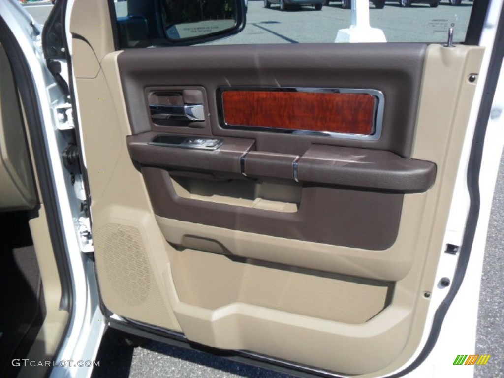 2012 Dodge Ram 1500 Laramie Crew Cab Light Pebble Beige/Bark Brown Door Panel Photo #55395523