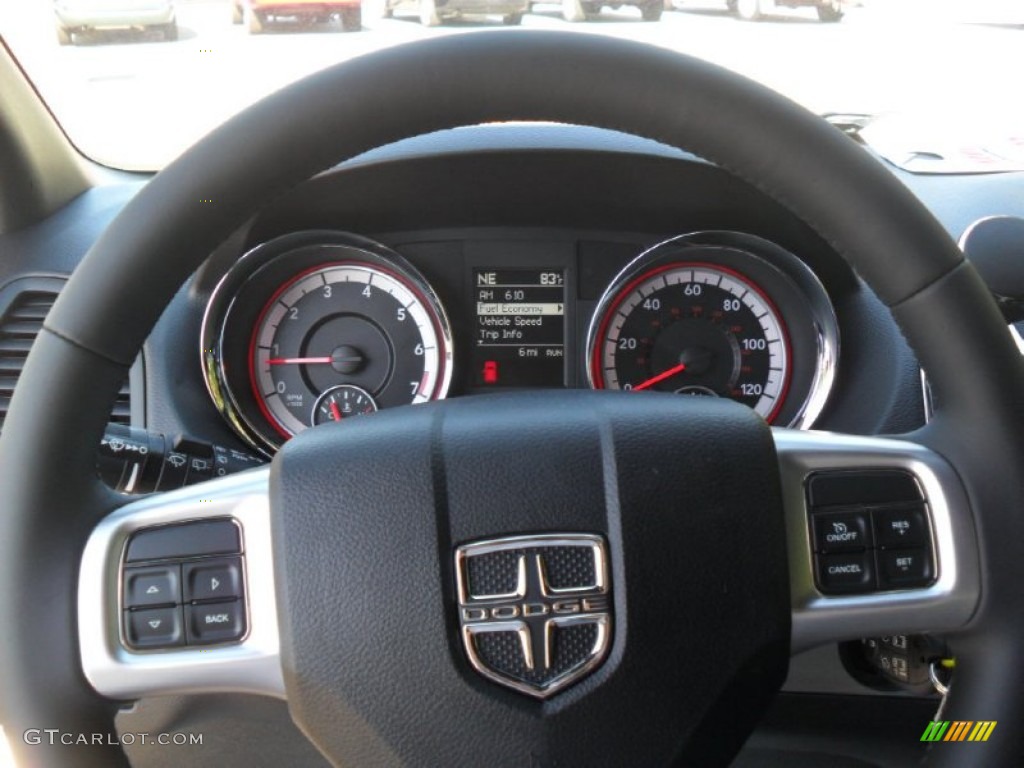 2012 Dodge Grand Caravan R/T Black Steering Wheel Photo #55396578