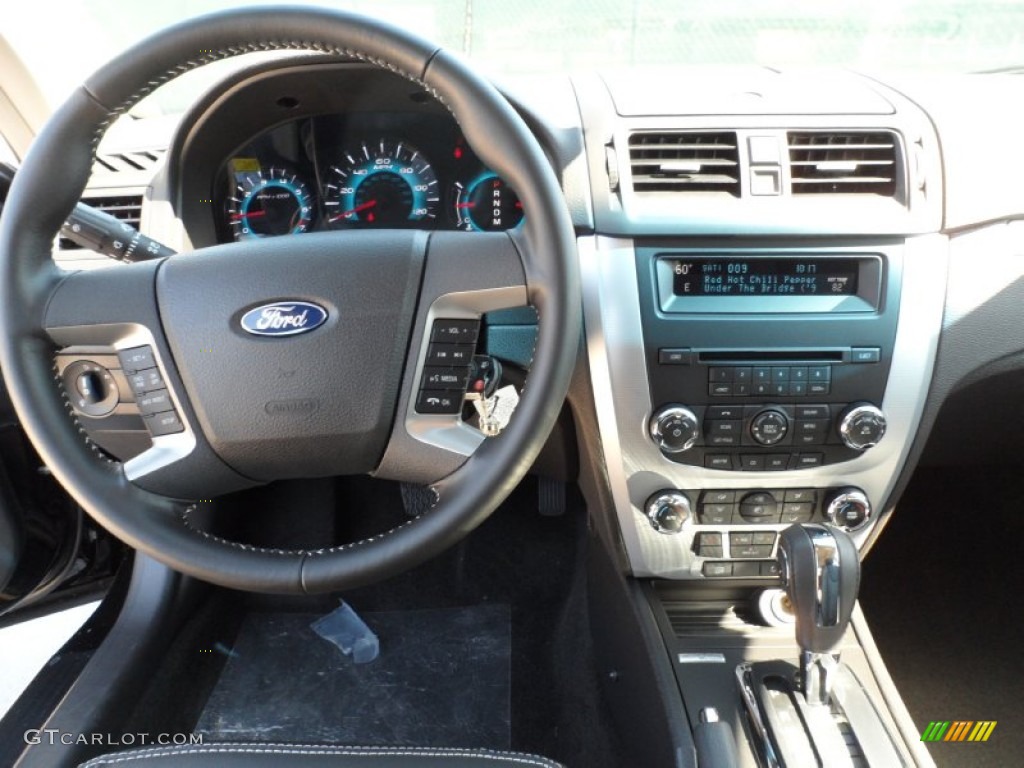 2012 Ford Fusion SEL V6 Charcoal Black Steering Wheel Photo #55398900