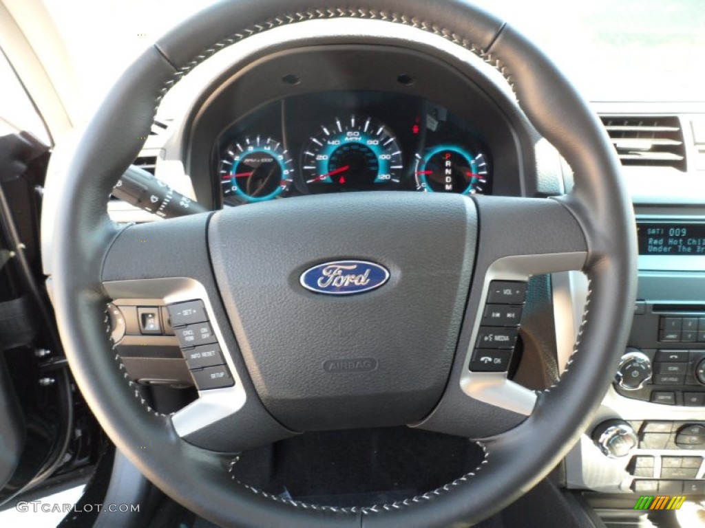 2012 Ford Fusion SEL V6 Charcoal Black Steering Wheel Photo #55398936
