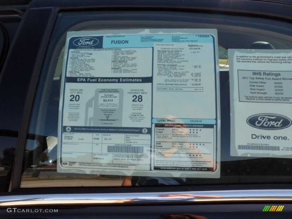 2012 Ford Fusion SEL V6 Window Sticker Photo #55398954