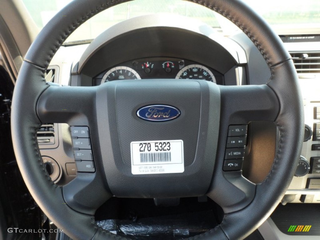 2012 Ford Escape XLT V6 Charcoal Black Steering Wheel Photo #55399644