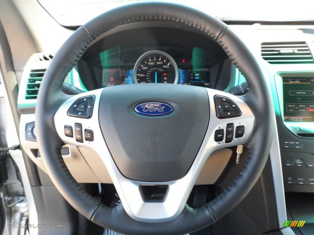 2012 Ford Explorer XLT Medium Light Stone Steering Wheel Photo #55400107