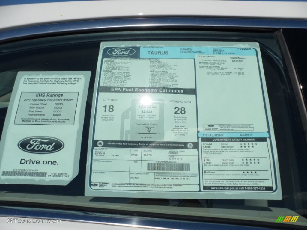 2012 Ford Taurus SE Window Sticker Photo #55400337