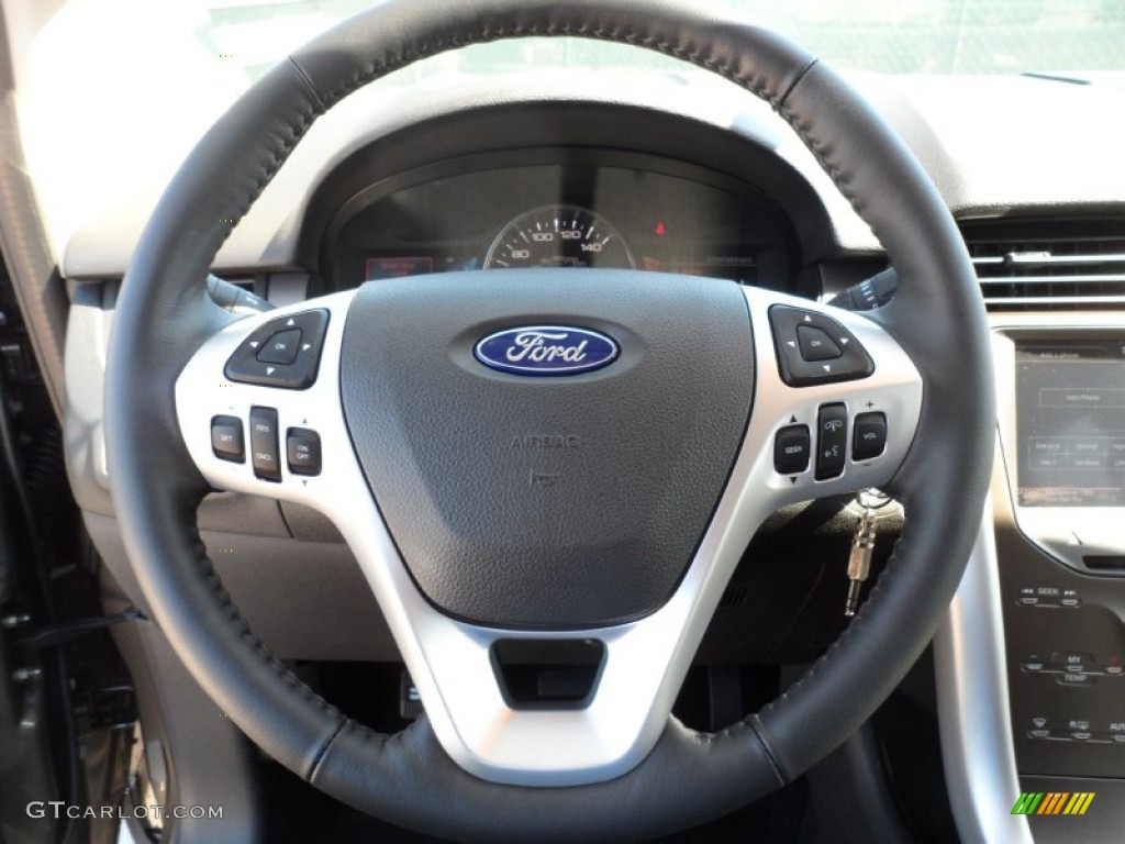 2012 Ford Edge SEL Charcoal Black Steering Wheel Photo #55400472