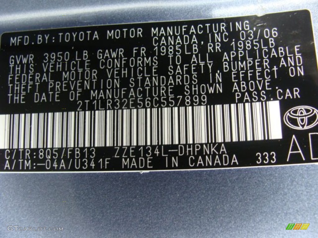 2006 Matrix Color Code 8Q5 for Cosmic Blue Metallic Photo #55402698