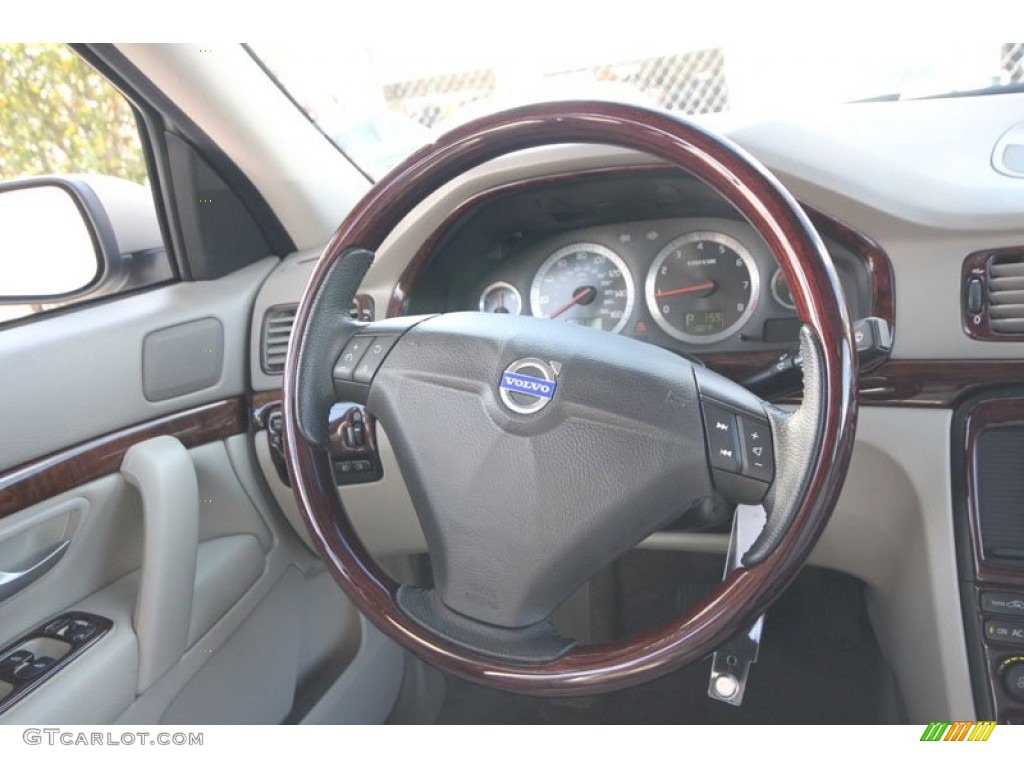 2005 Volvo S80 T6 T6 Oak/Linen Steering Wheel Photo #55402812