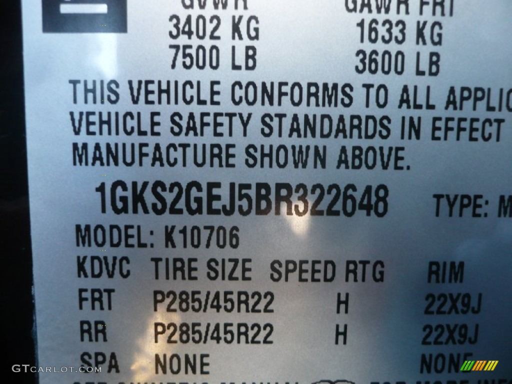 2011 GMC Yukon Hybrid Denali 4x4 Info Tag Photos